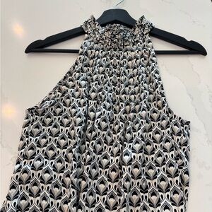 White House Black Market Monochrome Patterned Top